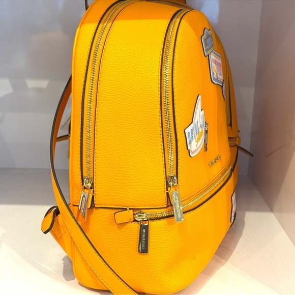 Michael Kors Rhea Medium Color-Block Signature Logo Backpack Pop Orange - Picture 6 of 9